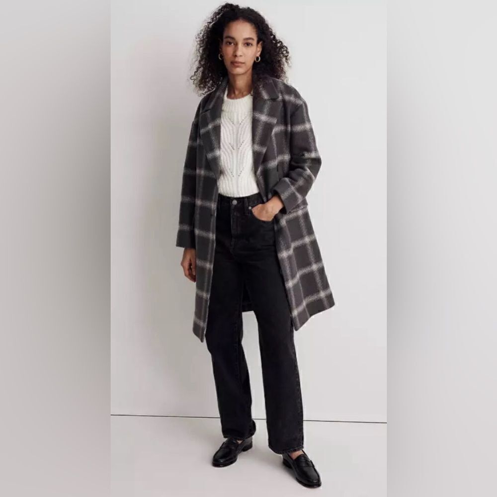 MADEWELL windowpane Hayden plaid trench Coat. NWT. XS - Picture 4 of 11